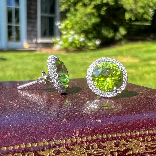 Peridot & Diamond Earrings sold by Doyle and Doyle an antique and vintage jewelry boutique