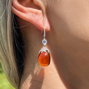 Amber and Diamond Drop Earrings sold by Doyle & Doyle an antique and vintage jewelry boutique