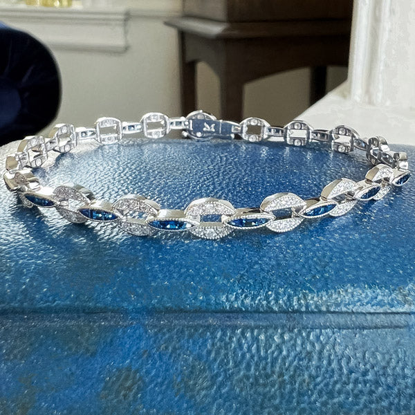 Sapphire & Diamond Bracelet sold by Doyle and Doyle an antique and vintage jewelry boutique