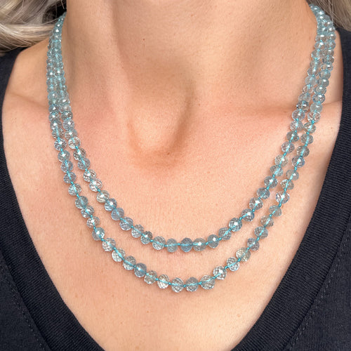 Vintage Aquamarine Faceted Bead Necklace, from Doyle & Doyle antique and vintage jewelry boutique