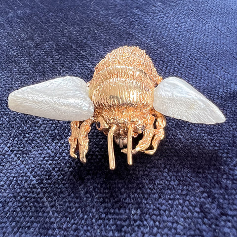 Vintage Ruser Pearl Bee Pin, from Doyle & Doyle antique and vintage jewelry boutique