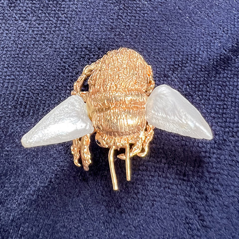 Vintage Ruser Pearl Bee Pin, from Doyle & Doyle antique and vintage jewelry boutique