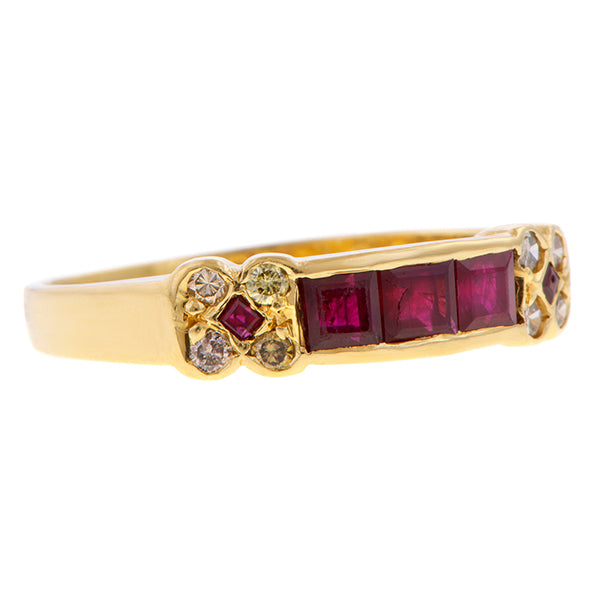Ruby & Diamond Band Ring, sold by Doyle & Doyle antique and vintage jewelry boutique
