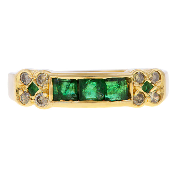 Emerald & Diamond Band Ring, sold by Doyle & Doyle antique and vintage jewelry boutique