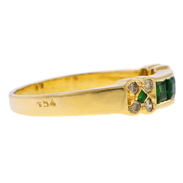 Emerald & Diamond Band Ring, sold by Doyle & Doyle antique and vintage jewelry boutique