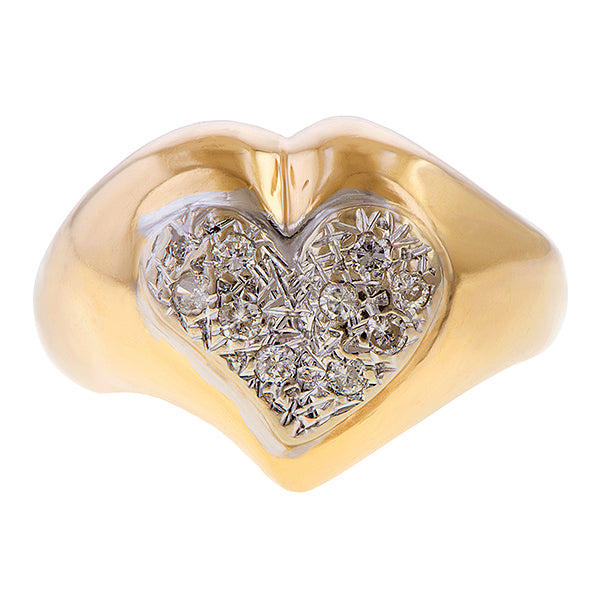 Vintage Pave Diamond Heart Ring sold by Doyle and Doyle an antique and vintage jewelry boutique