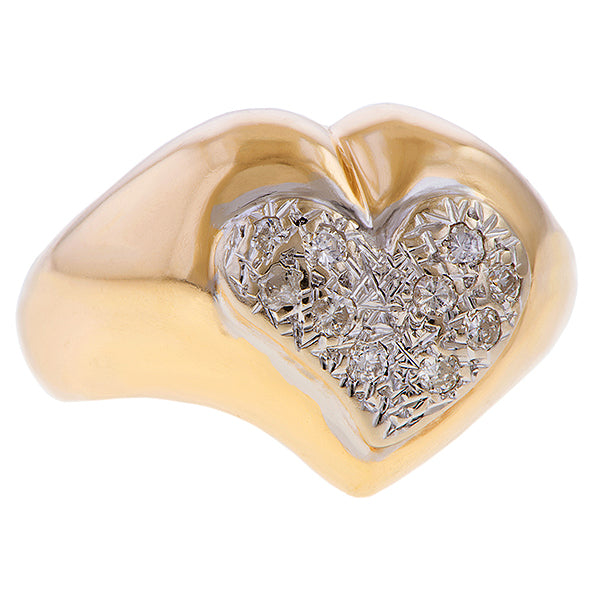 Vintage Pave Diamond Heart Ring sold by Doyle and Doyle an antique and vintage jewelry boutique