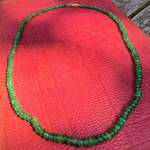Vintage Emerald Bead Necklace sold by Doyle and Doyle an antique and vintage jewelry boutique