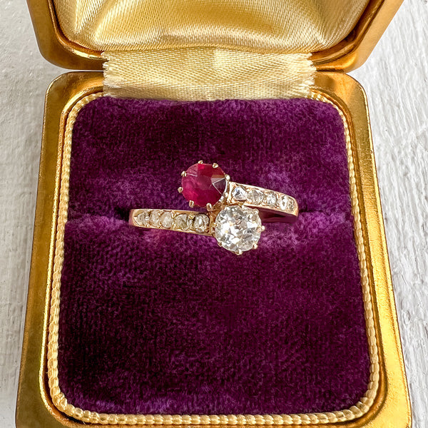 Ruby & Diamond Toi et Moi Ring sold by Doyle and Doyle an antique and vintage jewelry boutique