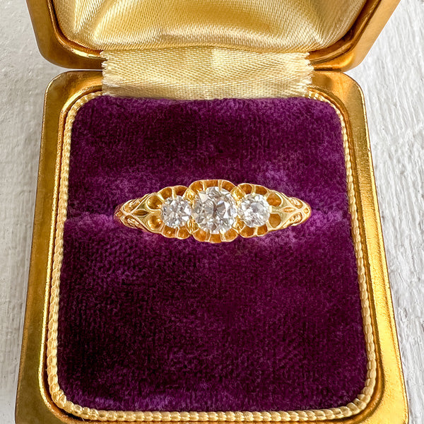 Victorian Three Diamond Gold Ring, from Doyle & Doyle an antique and vintage jewelry boutique