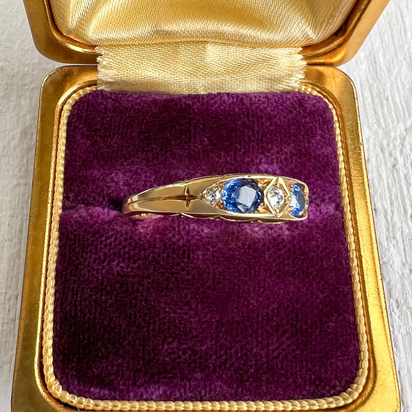 Victorian Diamond & Sapphire Ring sold by Doyle and Doyle an antique and vintage jewelry boutique