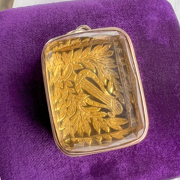 Victorian Citrine Vinaigrette Locket Pendant sold by Doyle and Doyle an antique and vintage jewelry boutique