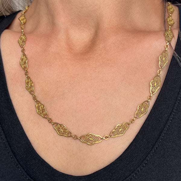 Fancy Link Chain Necklace sold by Doyle and Doyle an antique and vintage jewelry boutique