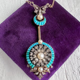 Victorian Turquoise & Diamond Pendant Necklace, sold by Doyle & Doyle antique and vintage jewelry boutique