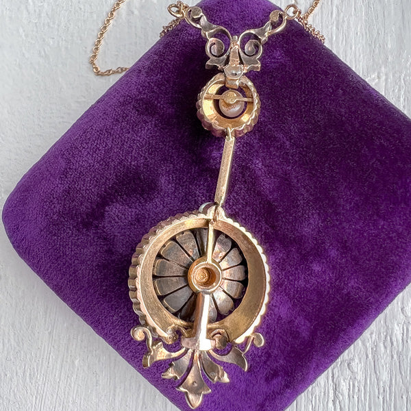 Victorian Turquoise & Diamond Pendant Necklace, sold by Doyle & Doyle antique and vintage jewelry boutique