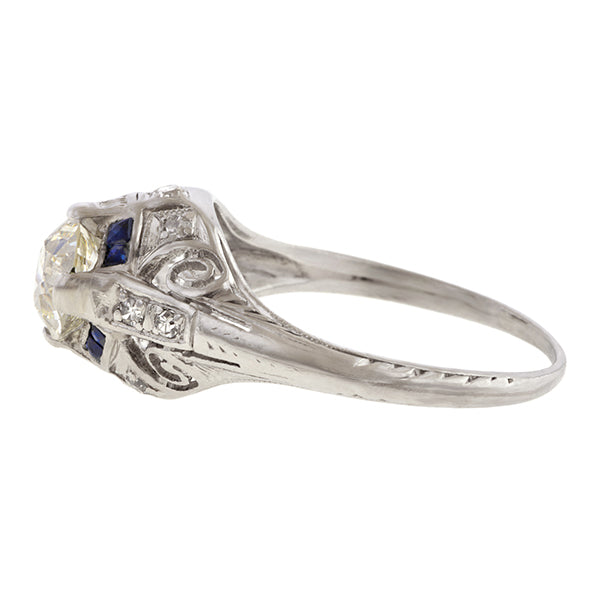 Art Deco Filigree Engagement Ring, TRB 0.72ct. sold by Doyle and Doyle an antique and vintage jewelry boutique