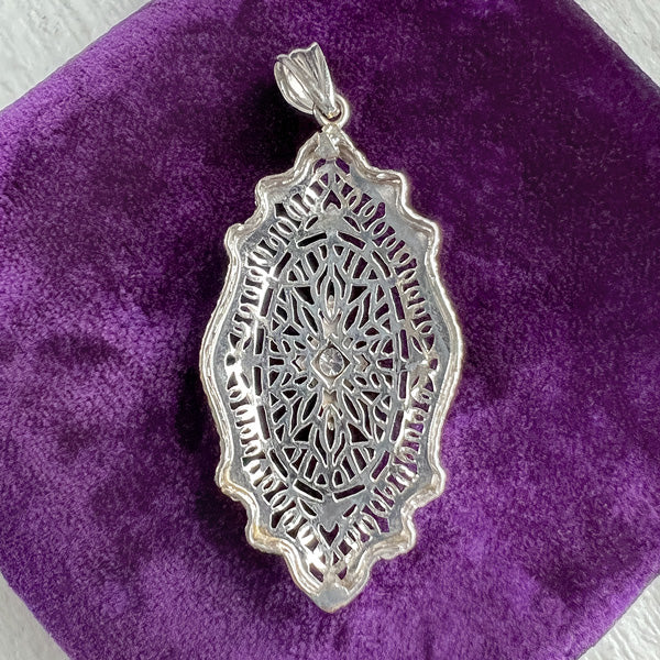 Vintage Filigree Diamond Pendant, from Doyle & Doyle antique and vintage jewelry boutique