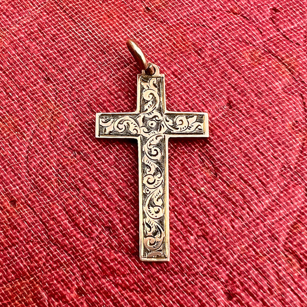 Victorian Engraved Cross sold by Doyle and Doyle an antique and vintage jewelry boutique