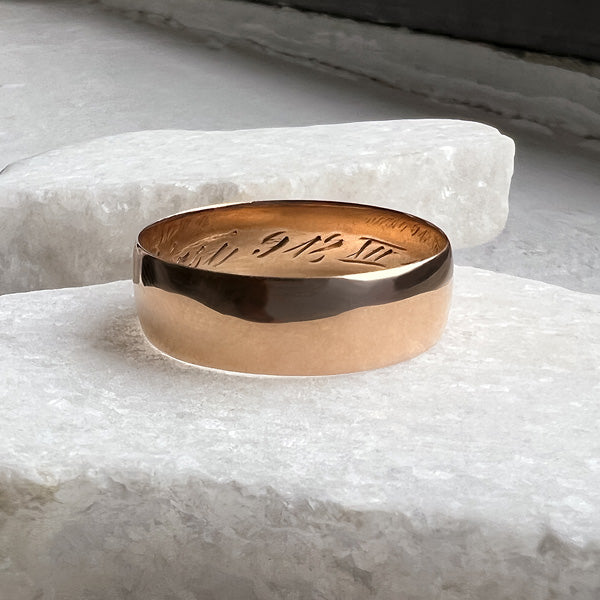 Vintage Rose Gold Wedding Band sold by Doyle and Doyle an antique and vintage jewelry boutique