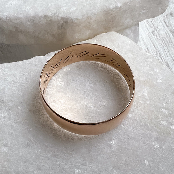 Vintage Rose Gold Wedding Band sold by Doyle and Doyle an antique and vintage jewelry boutique