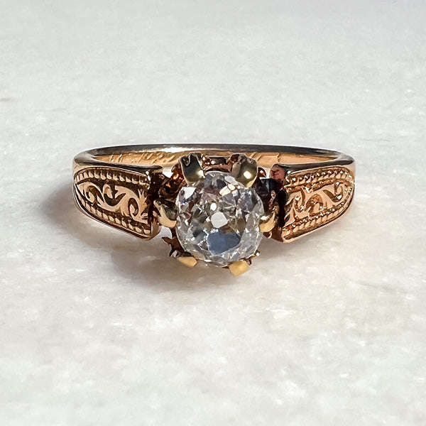Victorian Engagement Ring, Old Mine 0.81ct. sold by Doyle and Doyle an antique and vintage jewelry boutique