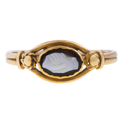 Antique Victorian Fede Cameo Ring sold by Doyle and Doyle an antique and vintage jewelry boutique