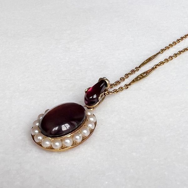 Victorian Garnet Snake Necklace sold by Doyle and Doyle an antique and vintage jewelry boutique