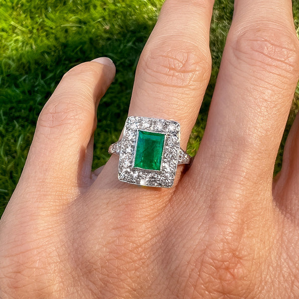 Art Deco Emerald & Diamond Ring sold by Doyle and Doyle an antique and vintage jewelry boutique