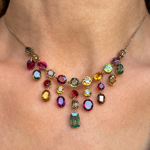 Antique Colored Gemstone Necklace, from Doyle & Doyle antique and vintage jewelry