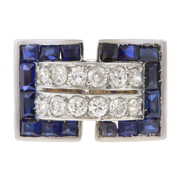 Retro Diamond and Sapphire Ring, from Doyle & Doyle antique and vintage jewelry boutique