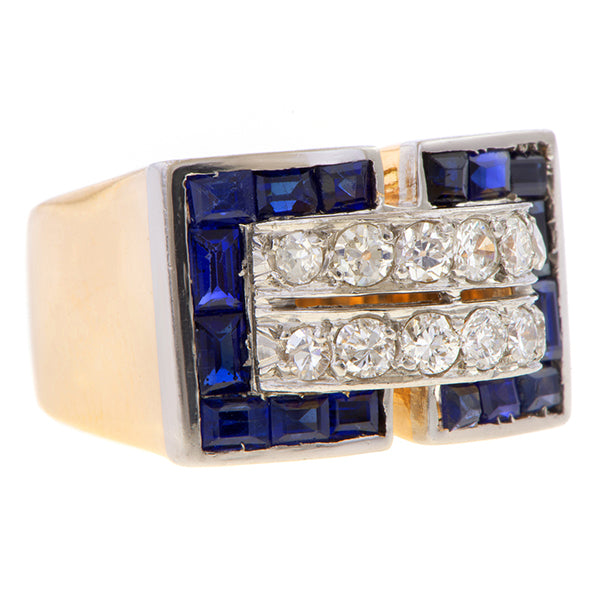 Retro Diamond and Sapphire Ring, from Doyle & Doyle antique and vintage jewelry boutique