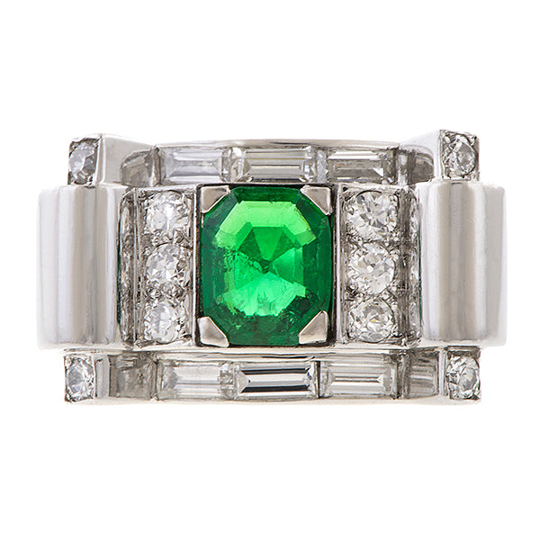 Retro Rubel emerald and diamond ring, from Doyle & Doyle jewelry
