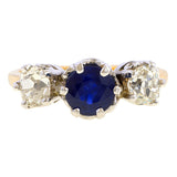 Vintage Sapphire & Diamond Ring sold by Doyle and Doyle an antique and vintage jewelry boutique