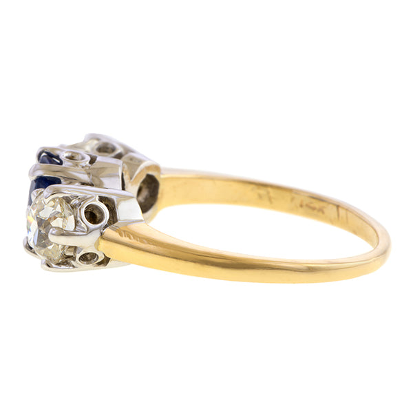 Vintage Sapphire & Diamond Ring sold by Doyle and Doyle an antique and vintage jewelry boutique