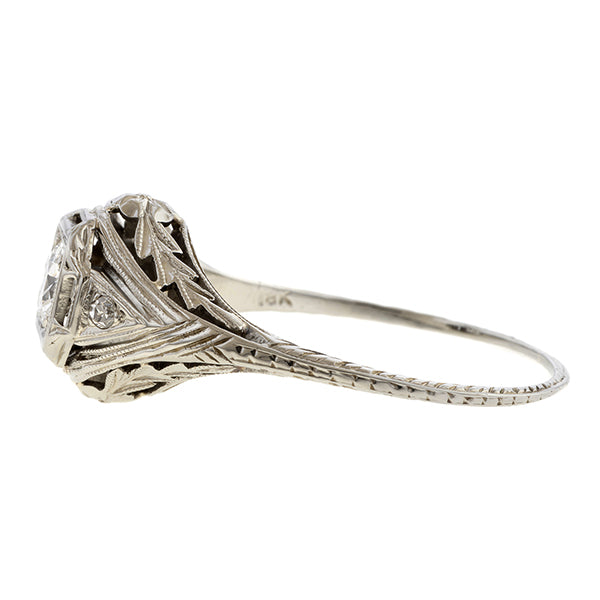 Vintage Filigree Diamond Engagement Ring, Old Euro 0.30ct. sold by Doyle and Doyle an antique and vintage jewelry boutique