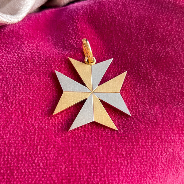 Vintage Two-toned Maltese Cross sold by Doyle and Doyle an antique and vintage jewelry boutique