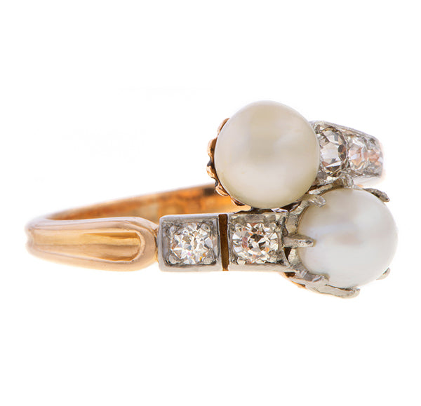 Late Victorian Pearl Toi et Moi Ring sold by Doyle and Doyle an antique and vintage jewelry boutique