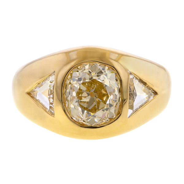 Vintage Gypsy Set Yellow Diamond Ring, Old Mine 2.85 sold by Doyle and Doyle an antique and vintage jewelry boutique