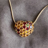 Vintage Pave Heart Slide Necklace sold by Doyle and Doyle an antique and vintage jewelry boutique