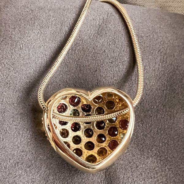 Vintage Pave Heart Slide Necklace sold by Doyle and Doyle an antique and vintage jewelry boutique