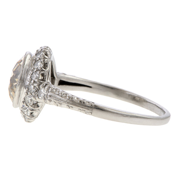 Art Deco Diamond Engagement Ring with diamond halo, sold by Doyle & Doyle antique and vintage jewelry boutique