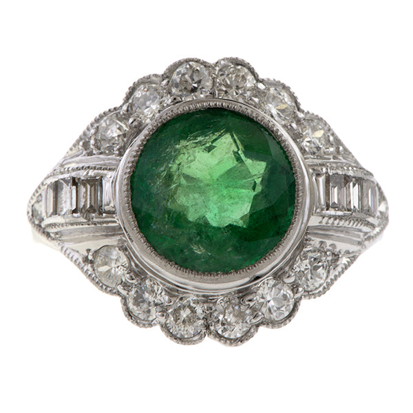 Art Deco Emerald & Diamond Ring, 2.77ct. sold by Doyle and Doyle an antique and vintage jewelry boutique