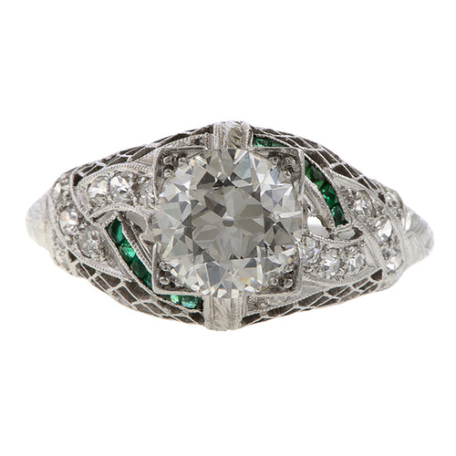 Art Deco Filigree Engagement Ring, Old Euro 1.30ct. sold by Doyle and Doyle an antique and vintage jewelry boutique