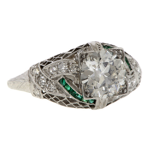 Art Deco Filigree Engagement Ring, Old Euro 1.30ct. sold by Doyle and Doyle an antique and vintage jewelry boutique
