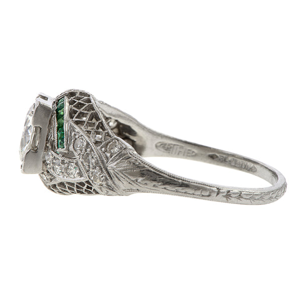 Art Deco Filigree Engagement Ring, Old Euro 1.30ct. sold by Doyle and Doyle an antique and vintage jewelry boutique
