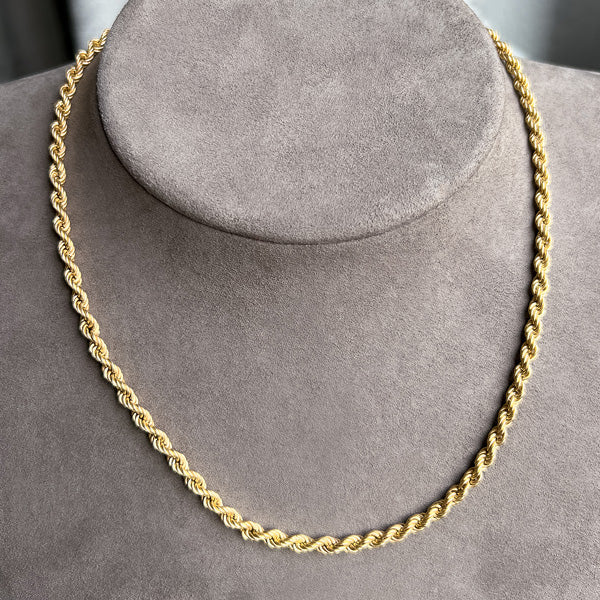 Vintage Gold Rope Link Chain Necklace, from Doyle & Doyle antique and vintage jewelry boutique