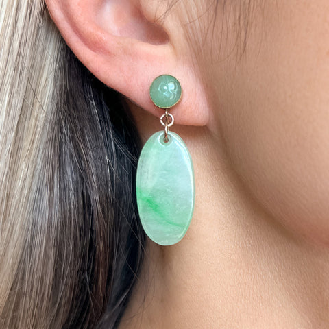 Vintage Carved Jade & Drop Earrings sold by Doyle and Doyle an antique and vintage jewelry boutique