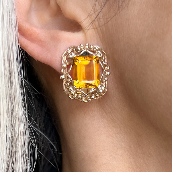Vintage Citrine Clip Earrings, from Doyle & Doyle antique and vintage jewelry boutique