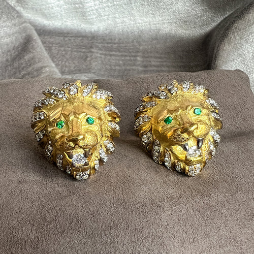 Vintage Lion Cufflinks sold by Doyle and Doyle an antique and vintage jewelry boutique