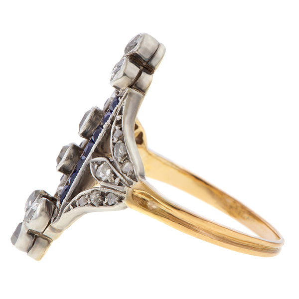 Edwardian Diamond & Sapphire Ring sold by Doyle and Doyle an antique and vintage jewelry boutique